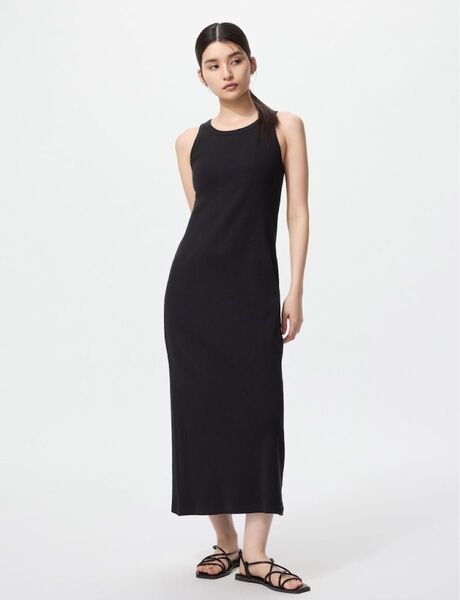 UNIQLO ユニクロ リブブラワンピース ロング 丈長め