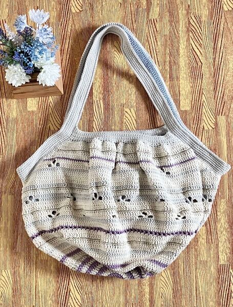 手編みトートバッグ ハンドメイド かぎ針編み