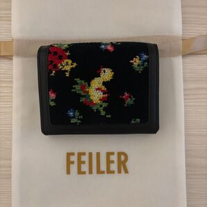 ギフトバック付 良柄 新作 フェイラー ハイジ ニつ折り財布 ブラック 完売品 FEILER 折財布
