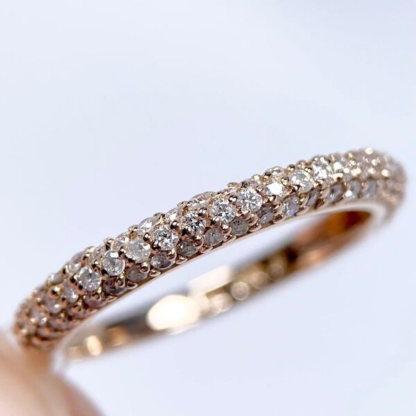 K18 ダイヤモンド 0.39ct パヴェ ハーフ エタニティ リング 天然 ring