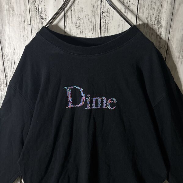 ダイム Dime ロンT カットソー 長袖tシャツ センターロゴ ブラック 黒 ユニセックス 古着