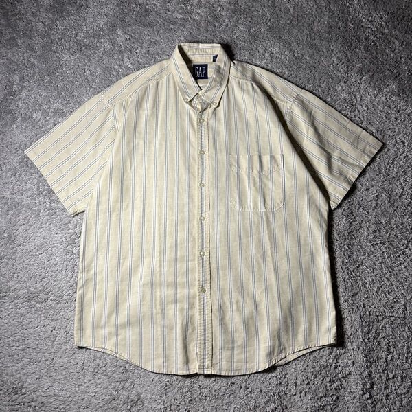 old GAP ギャップ 半袖シャツ ボタンダウン ストライプ 90s 半袖 ビンテージ シャツ ユニセックス 古着