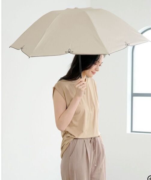 新品 WPC 遮光ドームワイドスカラップ 日傘 折りたたみ傘 晴雨兼用 フラワー ドーム型 ベージュ