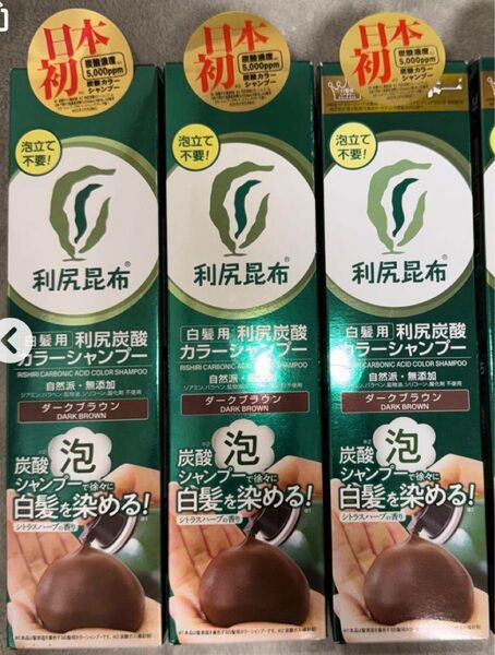 新品 利尻炭酸カラーシャンプー ダークブラウン 180gx 3本 白髪用 サスティ 白髪染め ヘアカラー 利尻カラーシャンプー