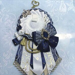 ロゼット 推し活 紺色 ネイビー 痛バ 痛ロゼット 白色 ホワイト ハンドメイド