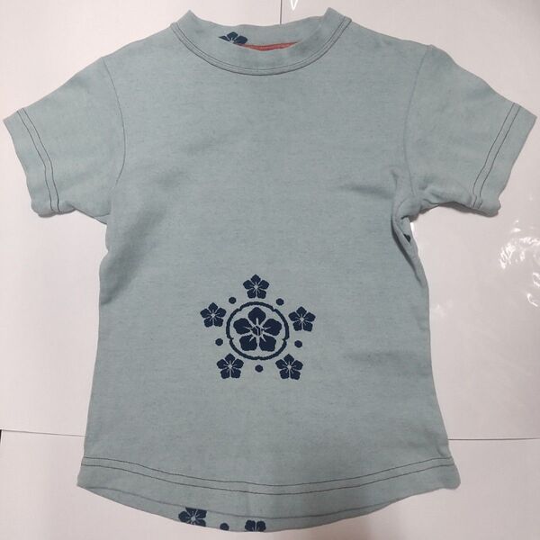 希少 maharishi 試着のみ 厚手 細見 綿100% フラワー 水色 花柄 Tシャツ レア グリーンがかった水色
