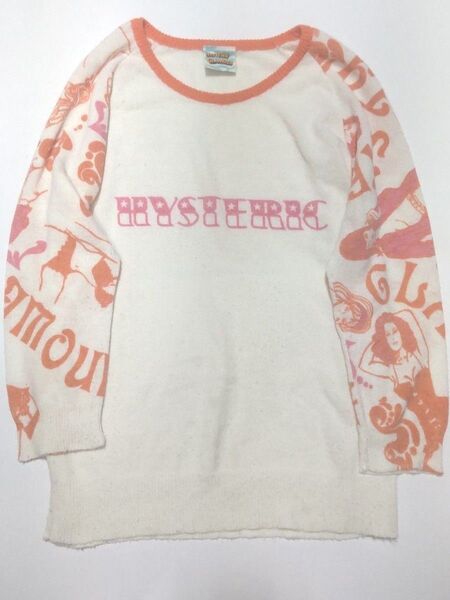 希少 HYSTERIC GLAMOUR 長袖 ニット サマーセーター 七分袖 ラグランスリーブ レア