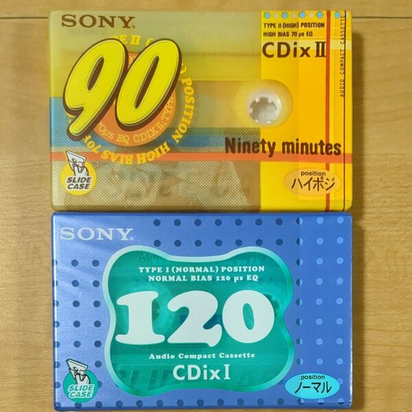 【未開封】カセットテープ2本セットソニー SONY CDixII ハイポジション ハイポジ90分 CDixⅱノーマル120分