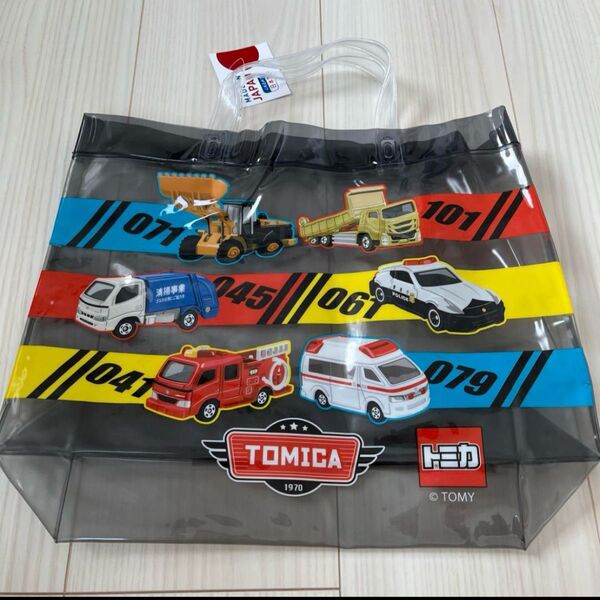 トミカ プールバッグ ビーチバッグ トートバッグ ビニールバッグ ブラック 男の子 ミニカー TOMY トミカ