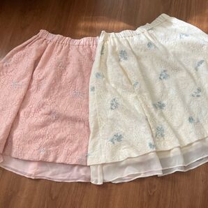 膝丈フレアースカート 色違い2枚セット