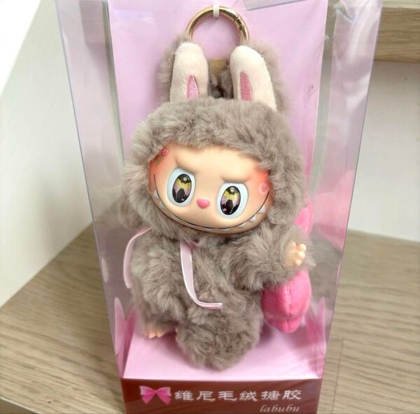 【新品】LABUBU ラブブ ぬいぐるみ ふわふわリボン ブラウン