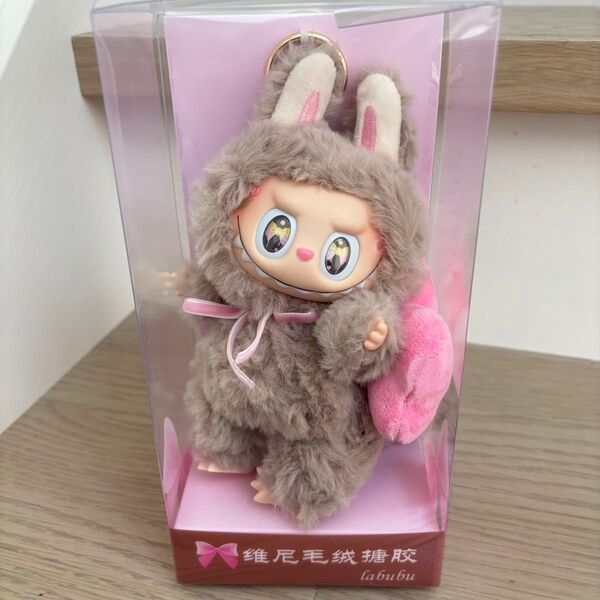 【新品】LABUBU ラブブ ぬいぐるみ ふわふわリボン ブラウン