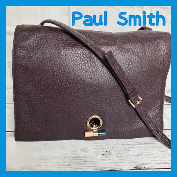 Paul Smith ポールスミス Tバー ゴールド金具 ショルダーバック 斜め掛け可能 マルチストライプ 本革 正規品