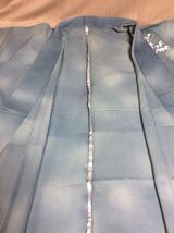 QM2905 和装 着物 絹素材 夏用 大丸別誹 透け感 青色_画像6