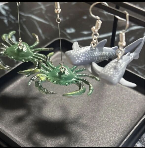 4組セット ハンドメイド チンアナゴ カニ ジンベイザメ ザリガニ ピアス