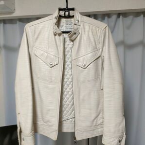 NICOLE CLUB FOR MEN レザージャケット ホワイト クロコダイル柄