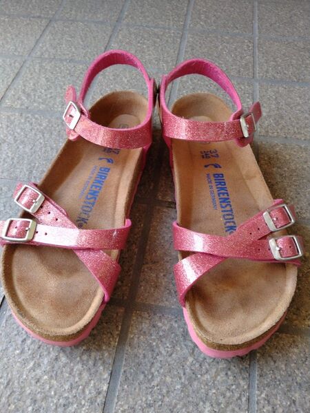 良品 可愛い BIRKENSTOCK ビルケン サンダル リオ ピンク ラメ 37 24cm
