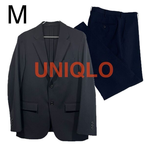 ☆美品☆ UNIQLO ユニクロ 感動ジャケット 感動パンツ M 73 紺色 セットアップ 上下セット ウールライク