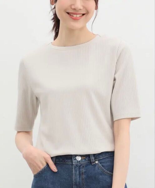 レディース トップス 半袖 Tシャツ カットソー クルーネック グレージュ サイズ L 【使用感あり】