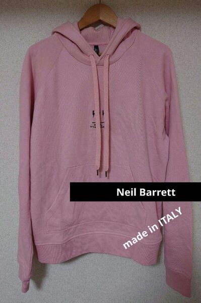 【美品】Neil Barrett ニールバレット プルオーバーパーカー フーディ スウェット オーバーサイズ ピンク イタリア製