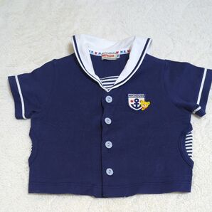 ミキハウス 半袖セーラーカラーカーディガン 90 ネイビー