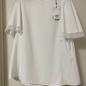 新品未使用 PLST ジョーゼットシアーフレアスリーブブラウス(半袖)