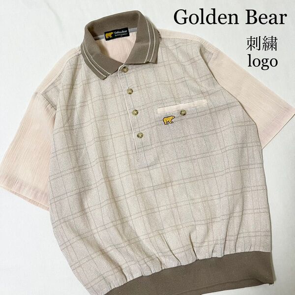 Golden Bear 刺繍ロゴ シャツプルオーバー ポロシャツ型 古着
