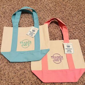 【アメリカ限定】Trader Joe'sミニトート青ピンク