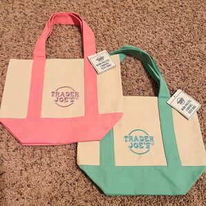 【アメリカ限定】Trader Joe'sミニトート青ピンク