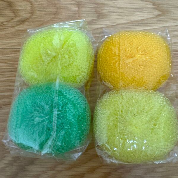 スポンジセット 4個 カラフル ネットたわし キッチン お風呂 洗面