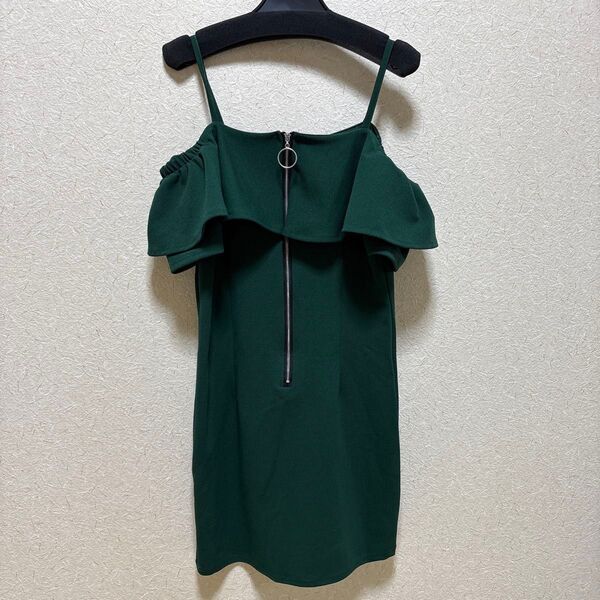 【美品】my minette オフショルダー ダークグリーン タイトドレス