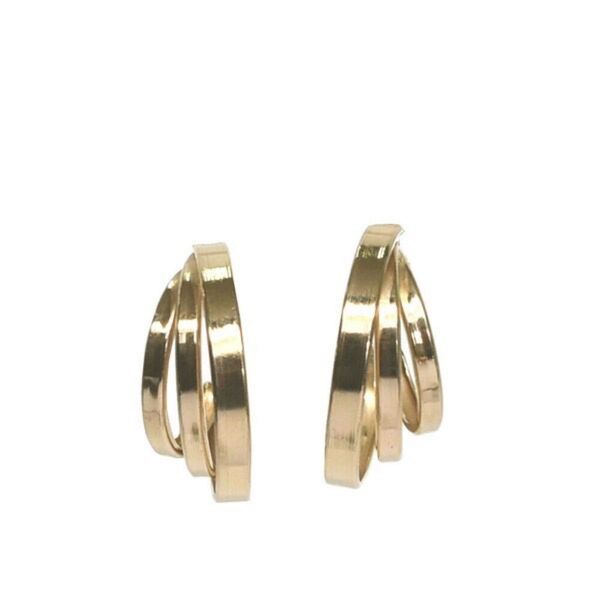 【10金】3連フープピアス|K10小ぶりサイズ 立体フープデザイン フープピアス アクセサリー