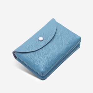 【新品】TRANSIC 本革 ウォレット ポーチ ブルーカードケース ミニ財布 男女兼用 ギフト【値下げ交渉不可】