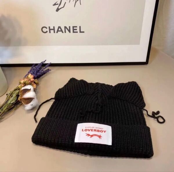 CHARLES JEFFREY LOVERBOY ニット帽 猫耳 ブラック