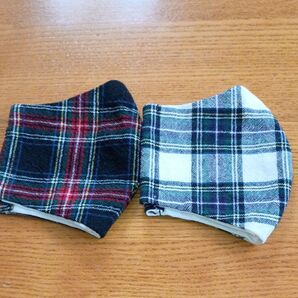ハンドメイド マスク チェック柄 2枚セット