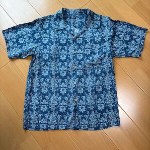 総柄アロハシャツ ブルー系 メンズ