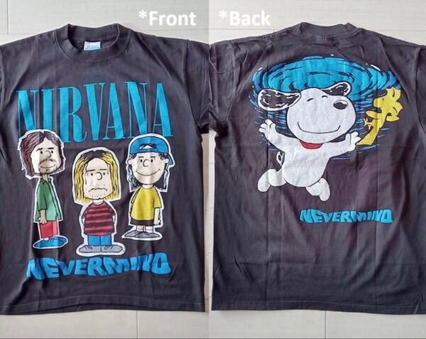 NIRVANA Nevermind ニルヴァーナ ネヴァーマインド snoopy バンド ビンテージスタイル プリント Tシャツ