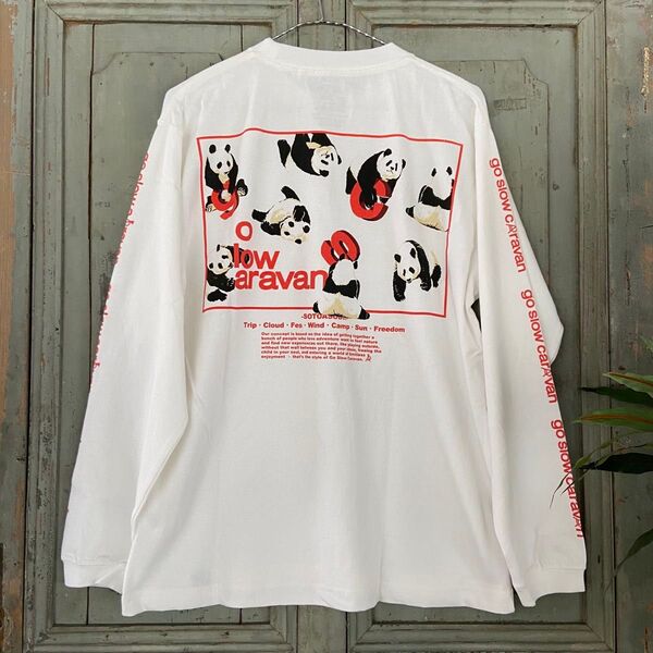 新品!5番 XLsize パンダ ロング Tシャツ ゴースローキャラバン ロンT