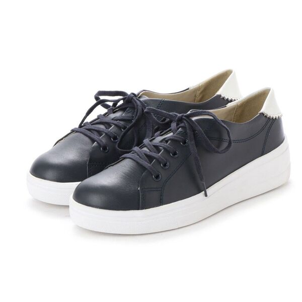 フットスタイル FOOT STYLE 牛革 レザースニーカー 24.5cm ネイビー シューズ