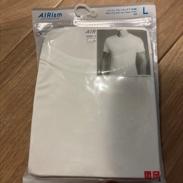 新品未開封 ユニクロ エアリズム クルーネックT 半袖 メンズ L ホワイト 肌着