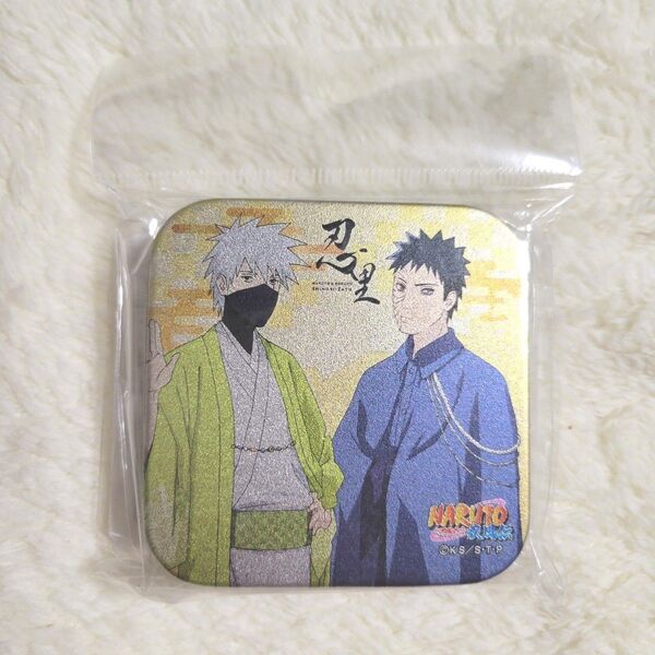 未開封 NARUTO 忍里 2周年 缶バッジ入り ケース カカシ オビト