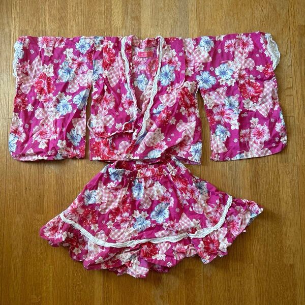 キッズ 110 女の子 浴衣 セパレート スカート 甚平 夏祭り