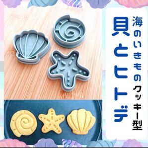 クッキー型 ホタテ 巻貝 ヒトデ いきもの 海星 かわいい マドレーヌ 貝殻