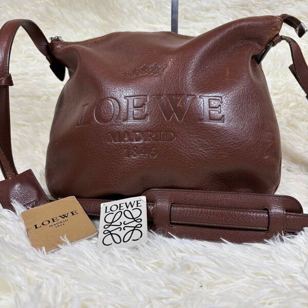 良品 ロエベ LOEWE ヘリテージ ショルダーバッグ レザー クロスボディ 本革