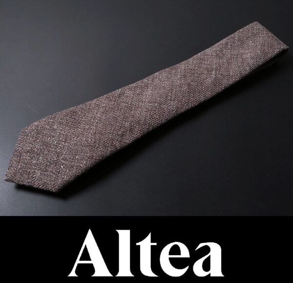 9675◆altea アルテア◆ネクタイ◆定価16,500円◆剣先幅8㎝◆ブラウン◆リネン・シルク・コットン◆イタリア製◆新品