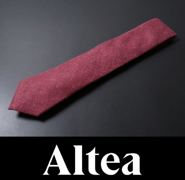 9674◆altea アルテア◆ネクタイ◆定価16,500円◆剣先幅8㎝◆バーガンディ◆リネン・シルク・コットン◆イタリア製◆新品