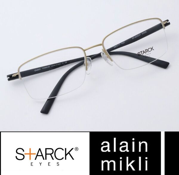 9591◆アランミクリ スタルクアイズ◆めがね◆定価58,960円◆SH2053Tチタン ゴールド◆イタリア製ハーフリム◆新品