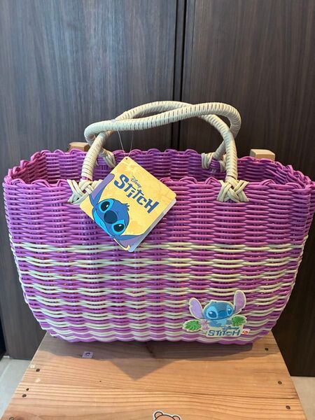 【新品】リロ&スティッチプラチナムザッカ編みカゴバッグ(ピンク)