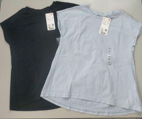 UNIQLO トップス 120 ライトブルー ブラック2枚セット エアリズム