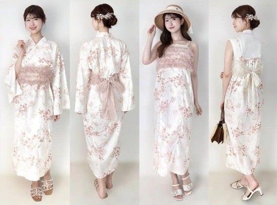 しまむら 門脇玲奈 キャミワンピース 浴衣 夏祭り 花柄 M マキシワンピ